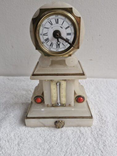 Antiek bureauklokje met thermometer
