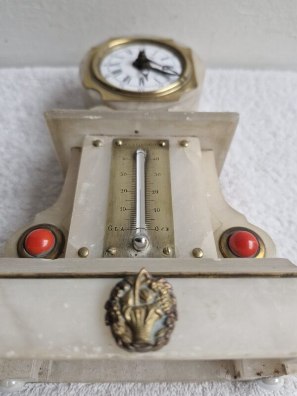 Antiek bureauklokje met thermometer - Afbeelding 2