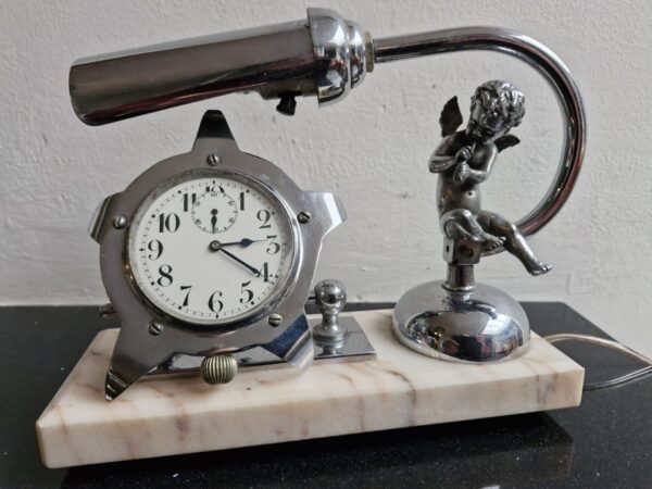 Pracht Art Deco bureaulamp met klok