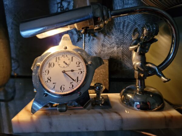 Pracht Art Deco bureaulamp met klok - Afbeelding 2