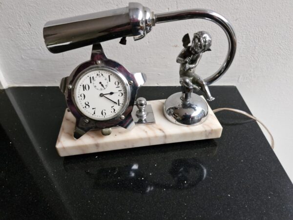 Pracht Art Deco bureaulamp met klok - Afbeelding 4